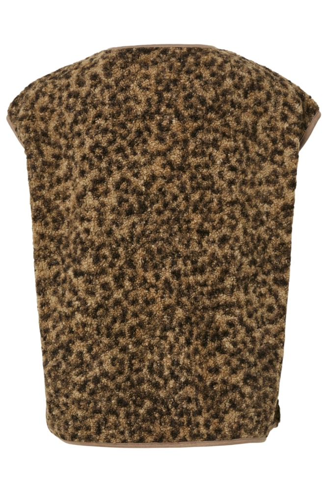 PCKATTY TEDDY VEST BC 17162344 Tannin/Leopard